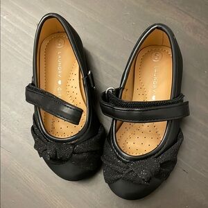 NWOT Laundry By Shelli Segal Girls' Black Glitter Bow Mary Jane Shoes
